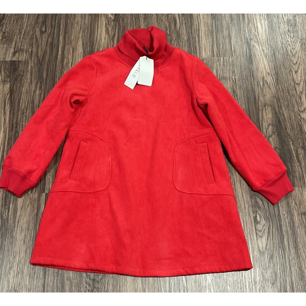 Buykud Corduroy Fleece Dress Womens Medium Color Red Heavy Cottage